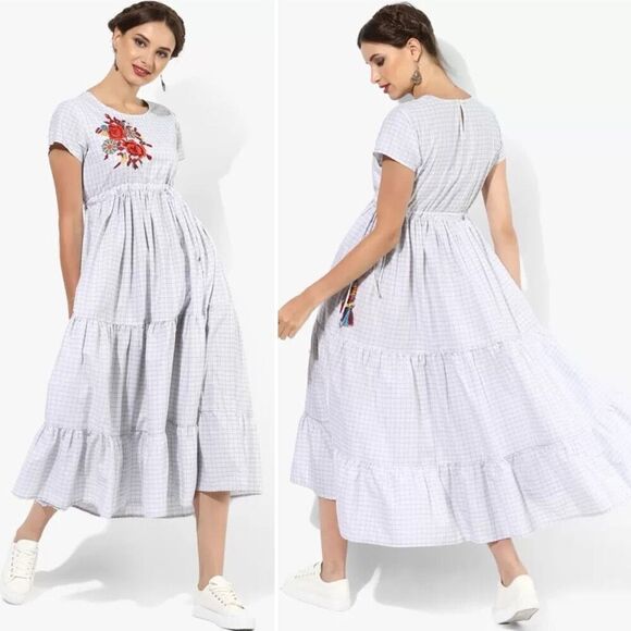 Sangria Dresses & Skirts - Sangria Embroidered Empire Waist Midi Dress M Boho Cottage Core Prairie